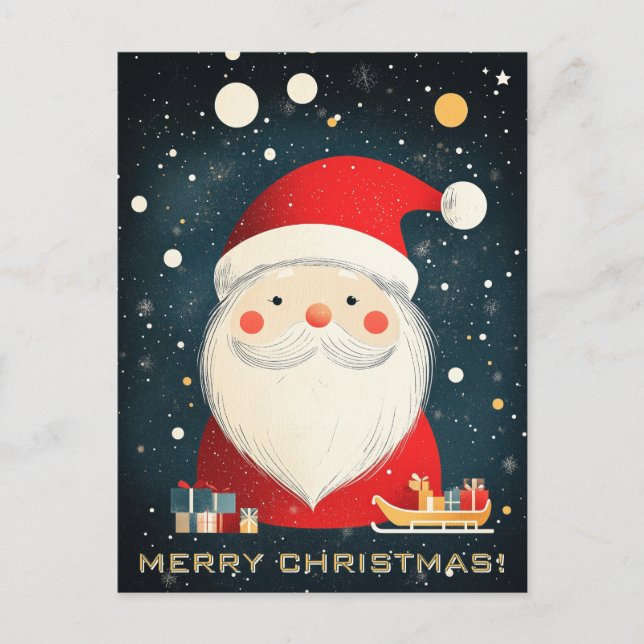 Söt tomte med presentaskar vykort (Framsida)