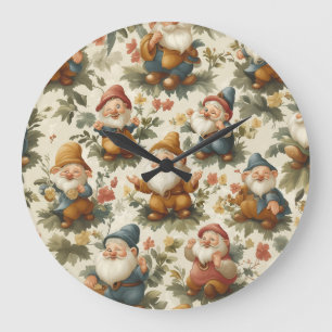 Söt tomte och blommor design stor klocka