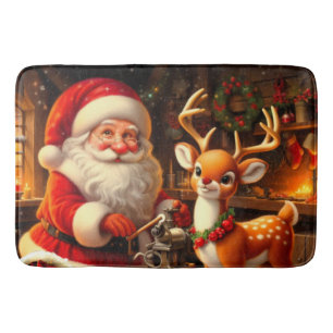 Söt tomte och renar badrumsmatta
