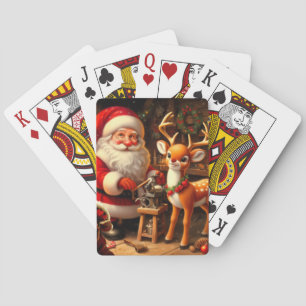 Söt tomte och renar casinokort