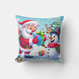 Söt tomte och snöman kudde