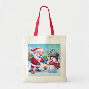 Söt tomte och snöman  tygkasse