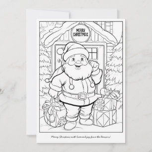 Söt tomte på familjehem konstfärgning jul julkort