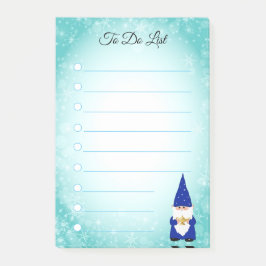Söt tomte på turkos och vit linje post-it block