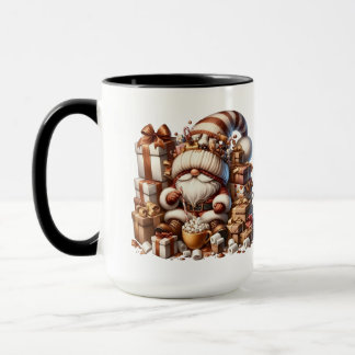Söt Tomte Presenterar Äpplen Och Vindruvor Mugg