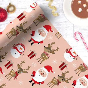 Söt tomte ren snöman jul presentpapper