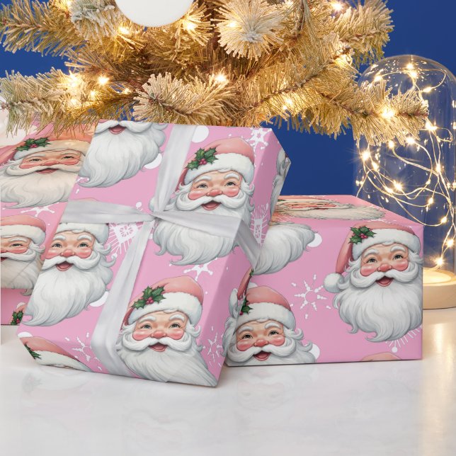 Söt tomte rosa jul snöflingor presentpapper (Helgdagar)