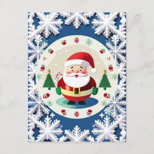 🎅 Söt tomte Snöflinga Festiv jul Vinter Vykort