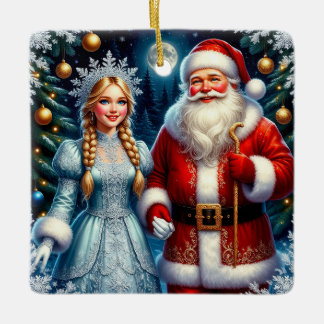 🎅 Söt tomte snöig jul ❄️ Julgransprydnad Keramik