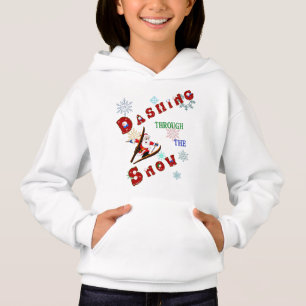 Söt tomte som susar genom snön på skidor t shirt