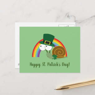 Söt tomte St. Patrick's Day Snigel Postkort Vykort