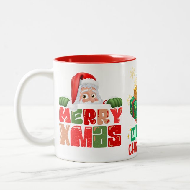 Söt tomte Två-Tonad mugg (Vänster)