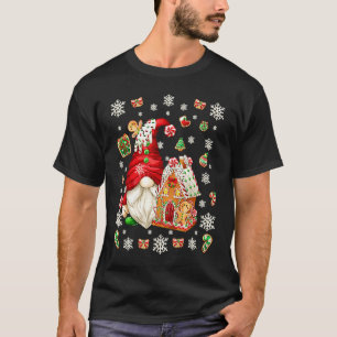 Söt tomtegnom med pepparkakshus & snöflinga t shirt