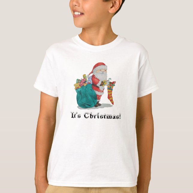 Söt tomten med leksaker christmas-barn t-shirt (Framsida)
