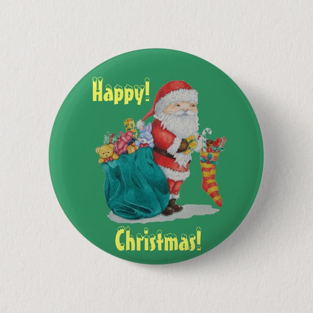 Söt tomtens bärsäck i leksak för julklapp knapp (Framsida)