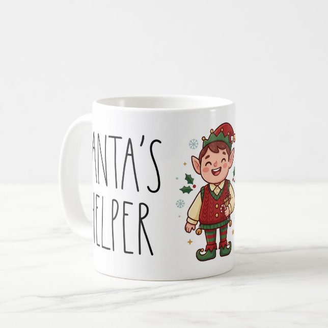 Söt tomtens hjälpreda julmugg kaffemugg (Framsida vänster)