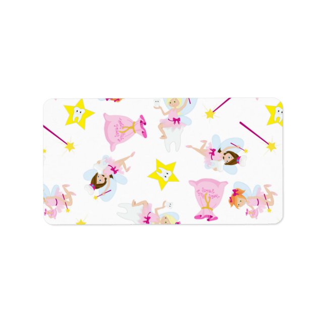 Söt Tooth Fairy Magic Trollspö White Teeth Adressetikett (Framsidan)