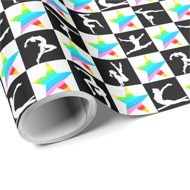 SÖT TOPPEN STAR GYMNASTICS WRAPPP PAPPER PRESENTPAPPER (Rullad Hörn)