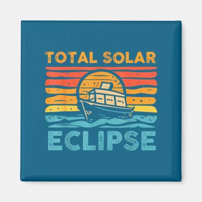 Söt total solförmörkelse retro förmörkelse magnet (Framsidan)
