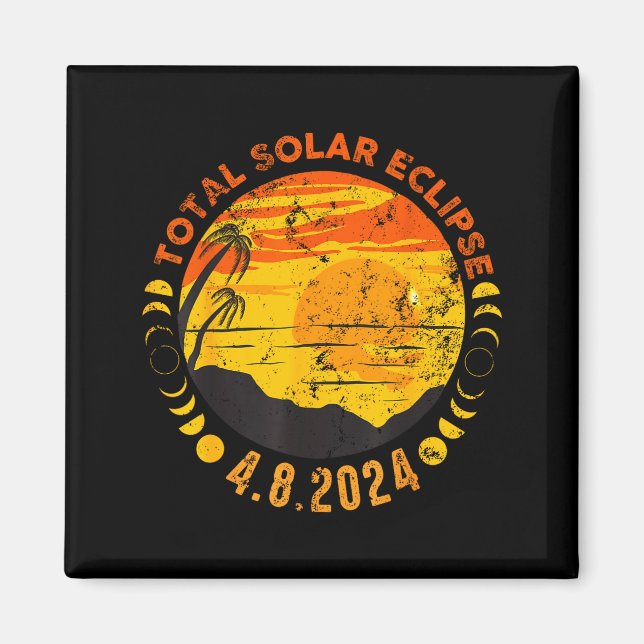 Söt total solförmörkelse retro solförmörkelse magnet (Framsidan)