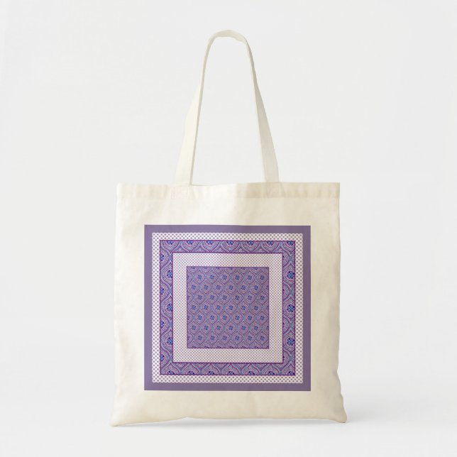 Söt Tote Bag: Mauve, White Ogees och Polkas Tygkasse (Framsidan)