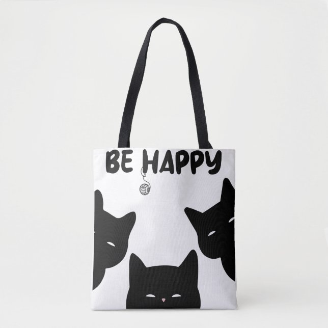 Söt Tote-bag med nyfikna katter Tygkasse (Framsida)