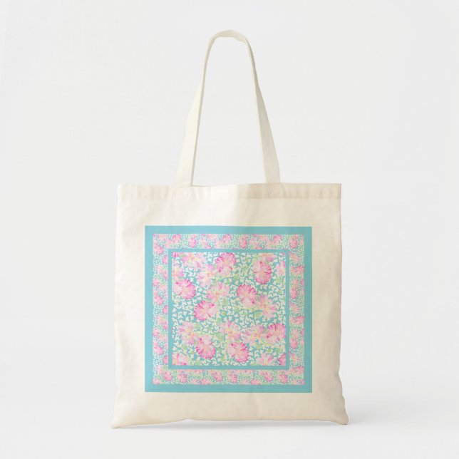 Söt Tote Bag med Rosa ros, White Butterflies Tygkasse (Framsidan)