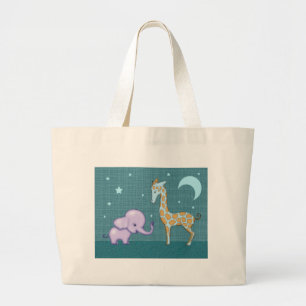 Söt Totebag med Elefant och Giraff Jumbo Tygkasse
