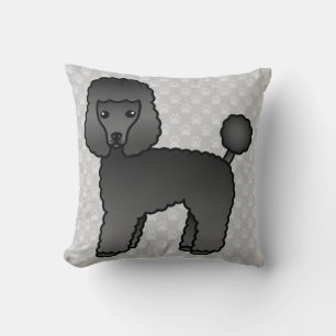 Söt Toy Poodle Hund i Svart Pälsfärg Kudde