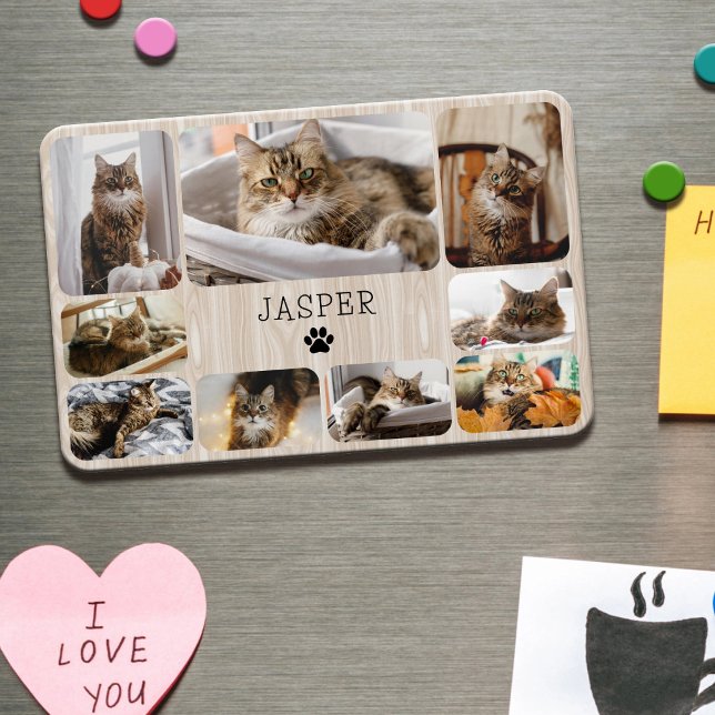 Söt Träcollage med Katt Magnet (Skapare uppladdad)