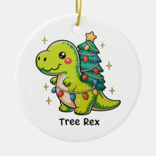 Söt Träd Rex Jul Dinosaurie T Rex Julbelysning Julgransprydnad Keramik