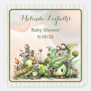 Söt Trädgårds Baby Shower-fest för Fjäll Fyrkantigt Klistermärke