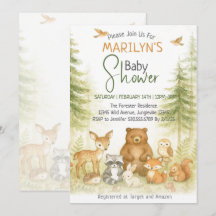 Söt trädgårds- eller skogs- baby shower med söta d