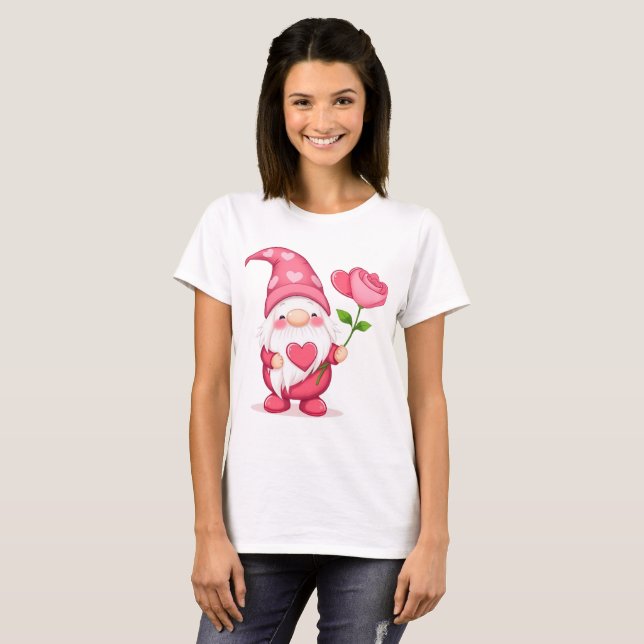 Söt Trädgårdstomte Dam T-Shirt - Whimsical (Hel framsida)
