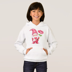 Söt Trädgårdstomte Flickor Hoodie - Whimsical Blom T Shirt