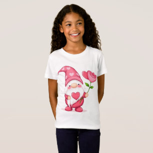 Söt Trädgårdstomte Flickor T-Shirt - Nyckfull Blom