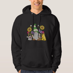 Söt trädgårdstomte med bin och blommor Gif Hoodie