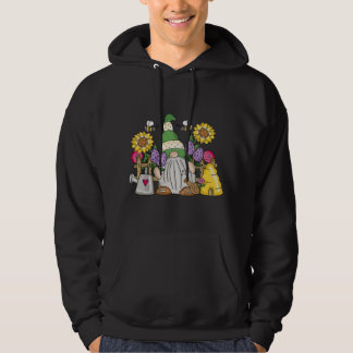 Söt trädgårdstomte med bin och blommor Gif Hoodie
