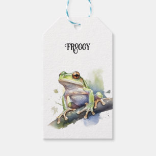 Söt Trädgrodsa i akvarell, specialbeställning Presentetikett