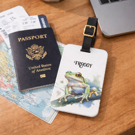 Söt Trädgrodsa målning i akvarell, specialbeställn Bagagebricka