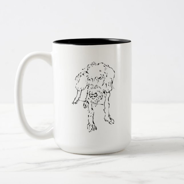 Söt trådhårig Dachshund Valp Hund Kaffe Två-Tonad Mugg (Vänster)