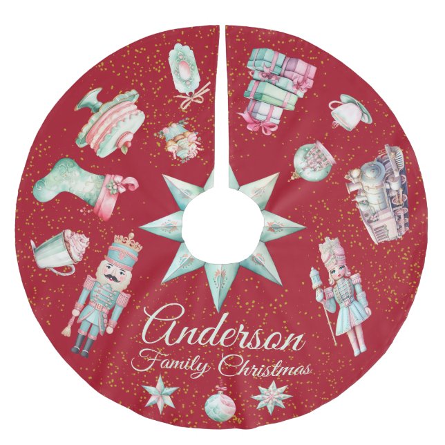 Söt trädskört med högtidsdesign julgransmatta borstad polyester (Framsidan)