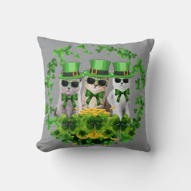 Söt tre katter St Patrick present Kitty Kattunge I Kudde (Framsida)