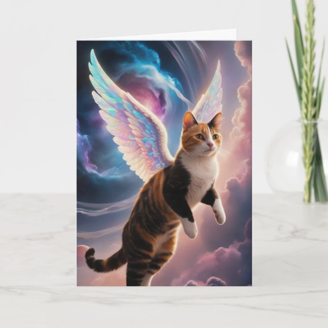 Söt trefärgad katt ängelsympatikort kort (Framsida)