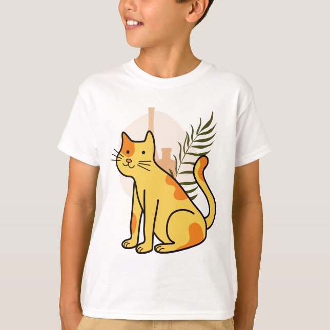 Söt trefärgad katt botanisk t shirt (Framsida)