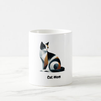 Söt trefärgad kattmamma keramikkopp kaffemugg