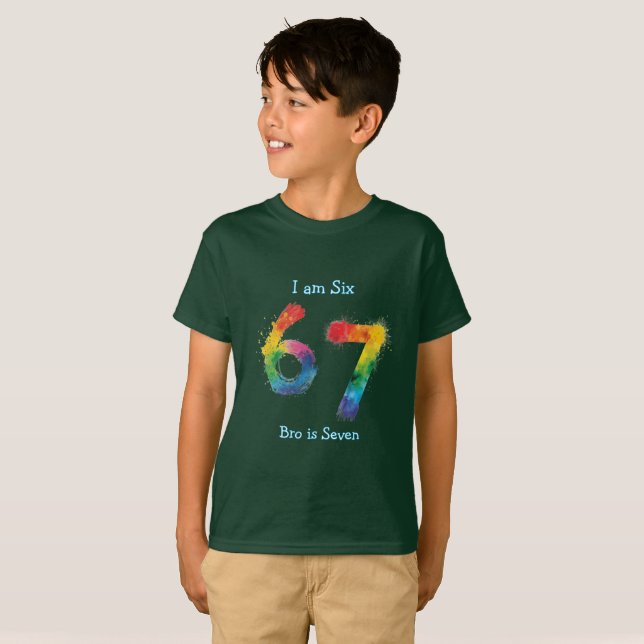 Söt trendig 67 regnbåge svart personlig t shirt (Hel framsida)