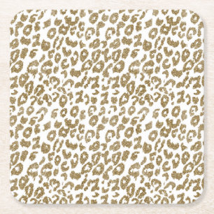 Söt trendig faux guld glitter leopard print underlägg papper kvadrat