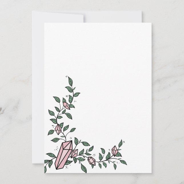 Söt trendig flickaktig blomma vinranka rosa ädelst inbjudningar (Framsida)