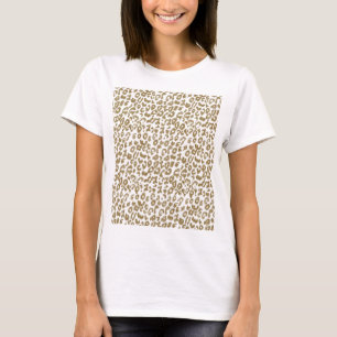 Söt Trendig Leopard Skriv ut Guld Glitter Tee